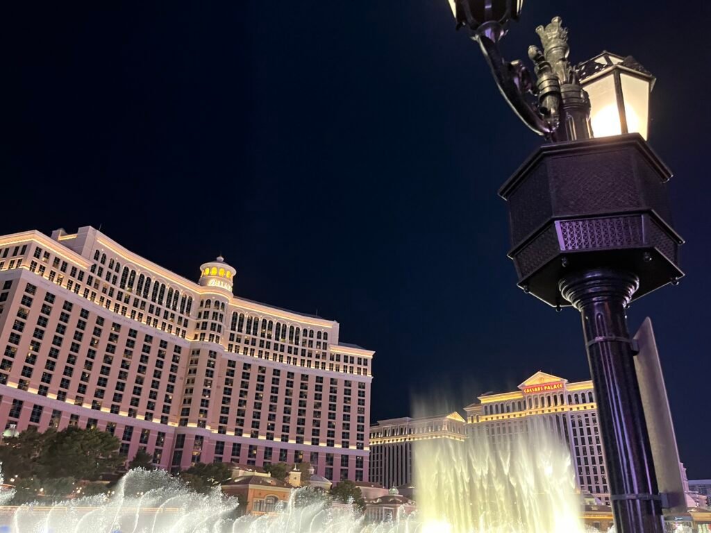 Bellagio Fountain at night on the Las Vegas Strip